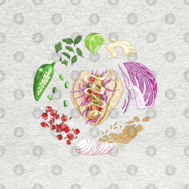 Fish Taco Diagram by SarahWrightArt